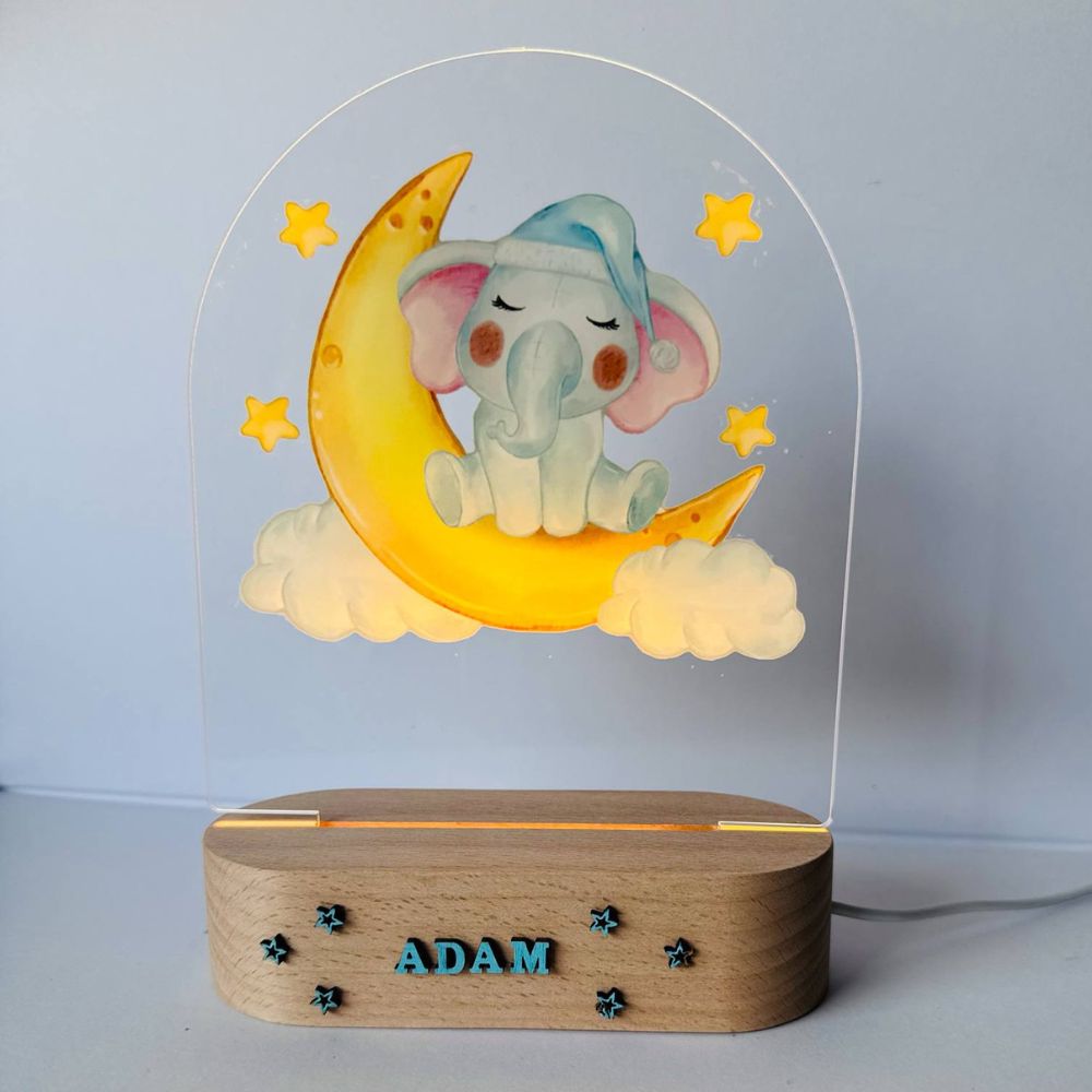 Personalized LED Night Lamp for Kids (Round Base)