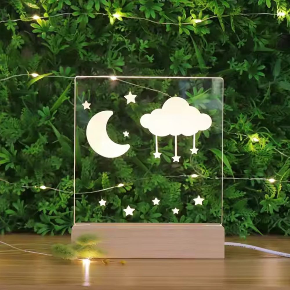 Personalized LED Night Lamp for Kids (Reactangle Base)